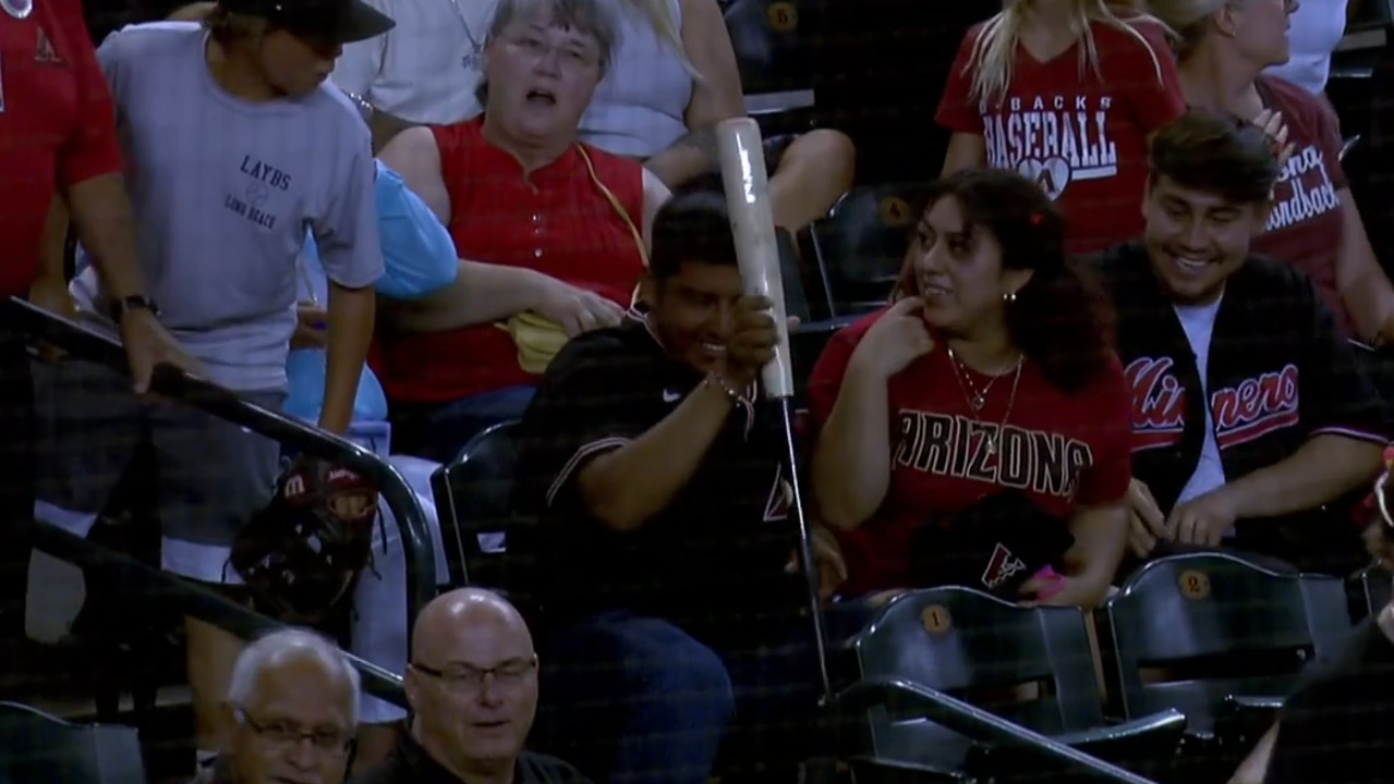 Baseball or Frisbee?Jorge Alfaro’s swing sends his bat to the 15th row