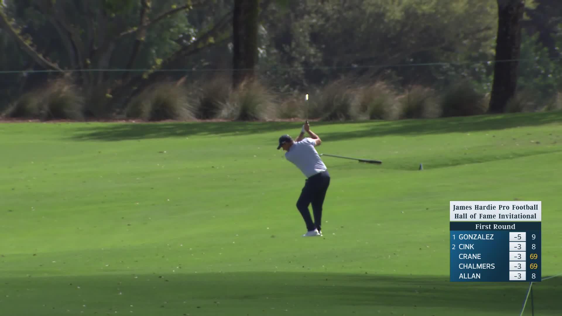Padraig Harrington makes birdie on No. 10 at James Hardie Pro Football Hall of Fame Invitational