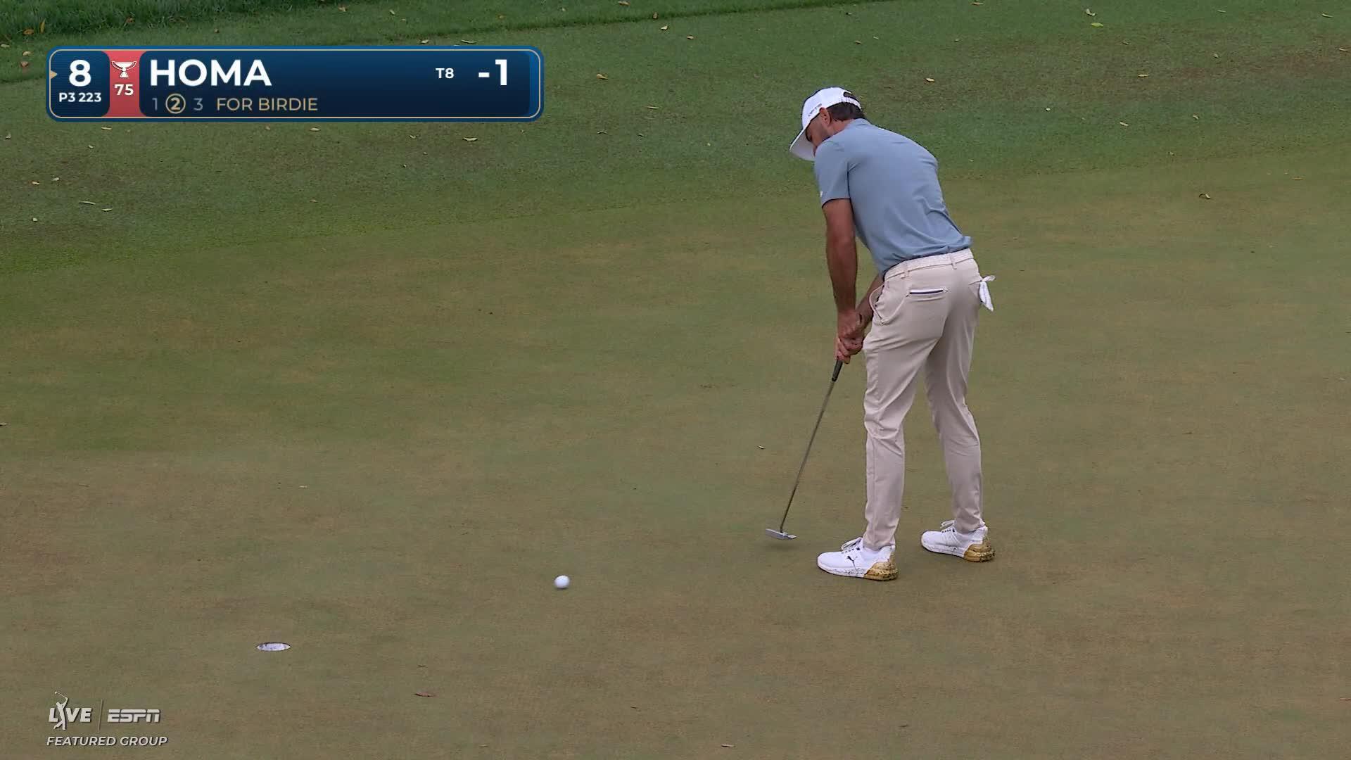 Max Homa sinks 7-foot birdie putt on No. 8 at THE PLAYERS