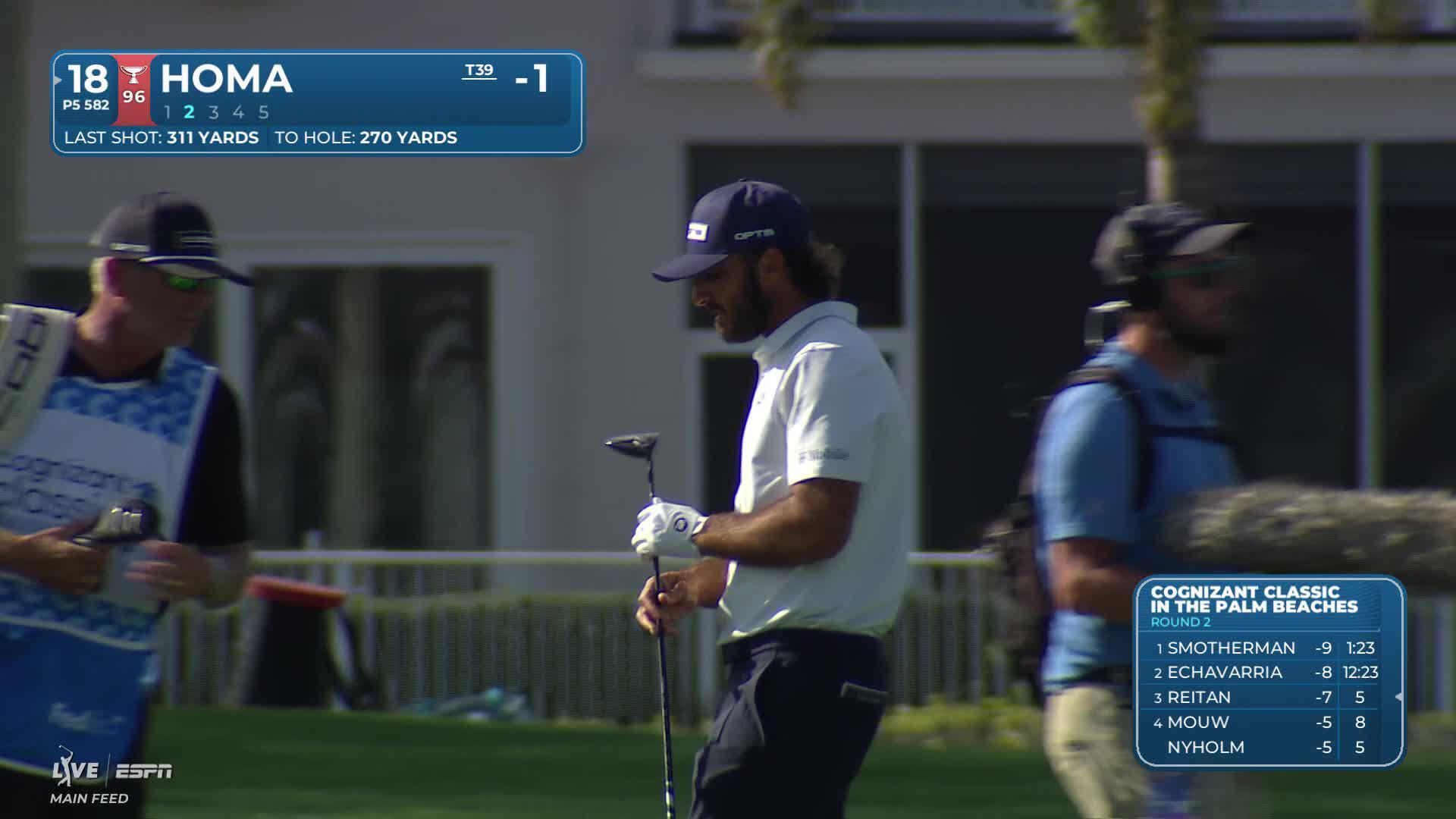 Max Homa hits 271-yard approach to 8 feet, sets up eagle on No. 18 at Cognizant Classic