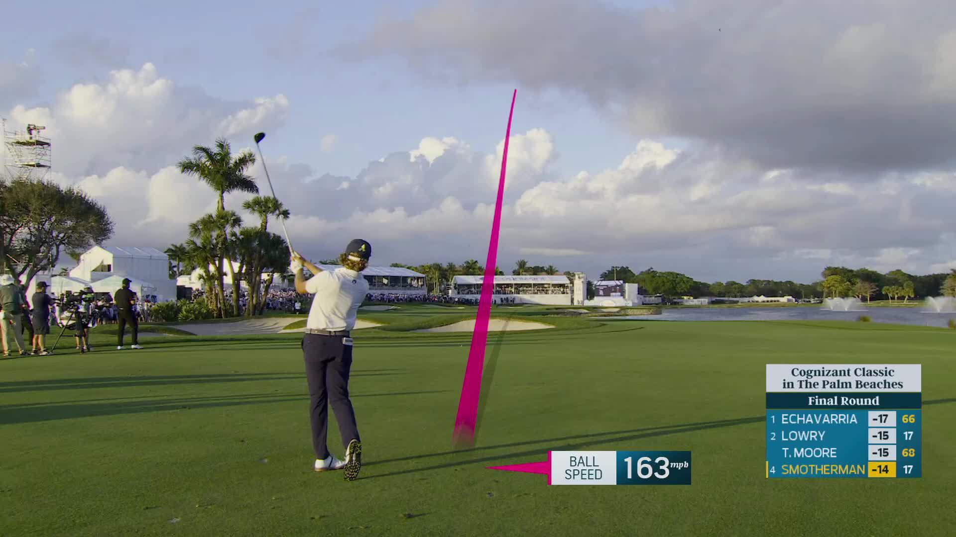 Austin Smotherman taps in from 2 feet for birdie on No. 18 at Cognizant Classic