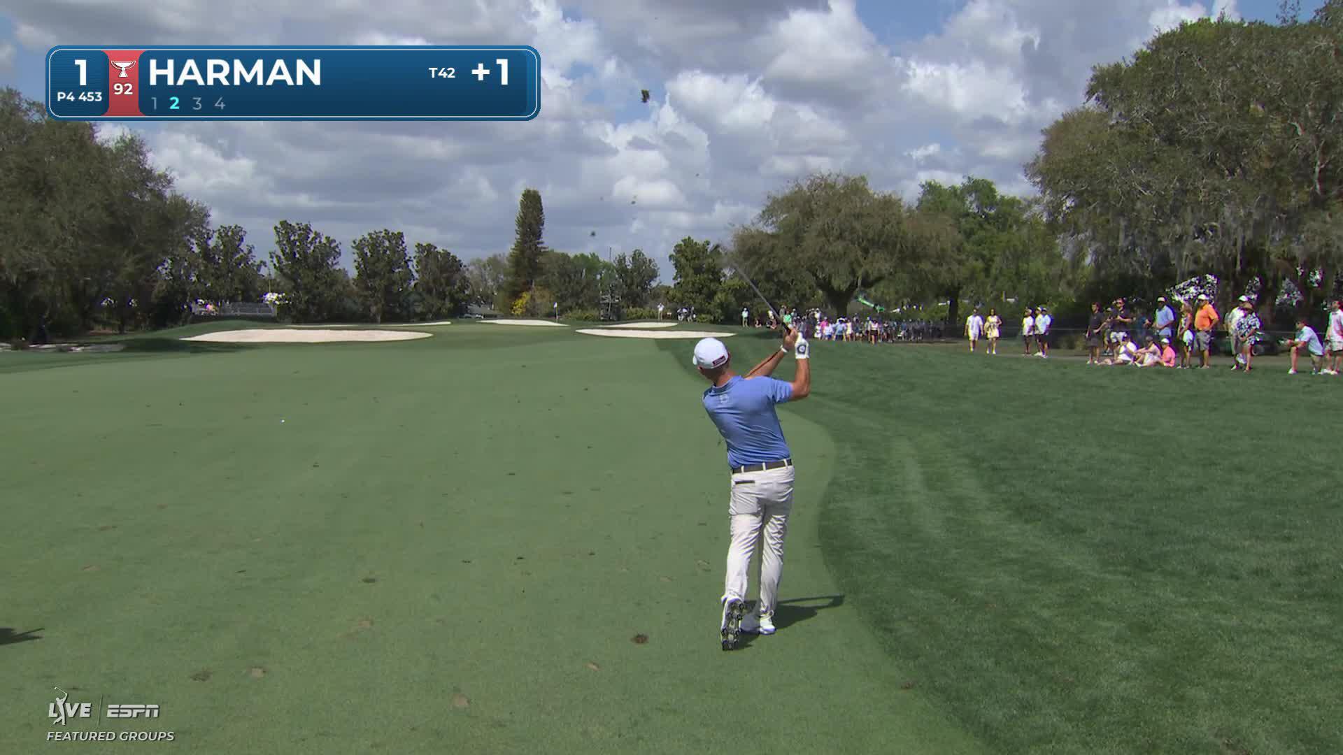 Brian Harman holes out for birdie from 12 feet on No. 1 at Arnold Palmer