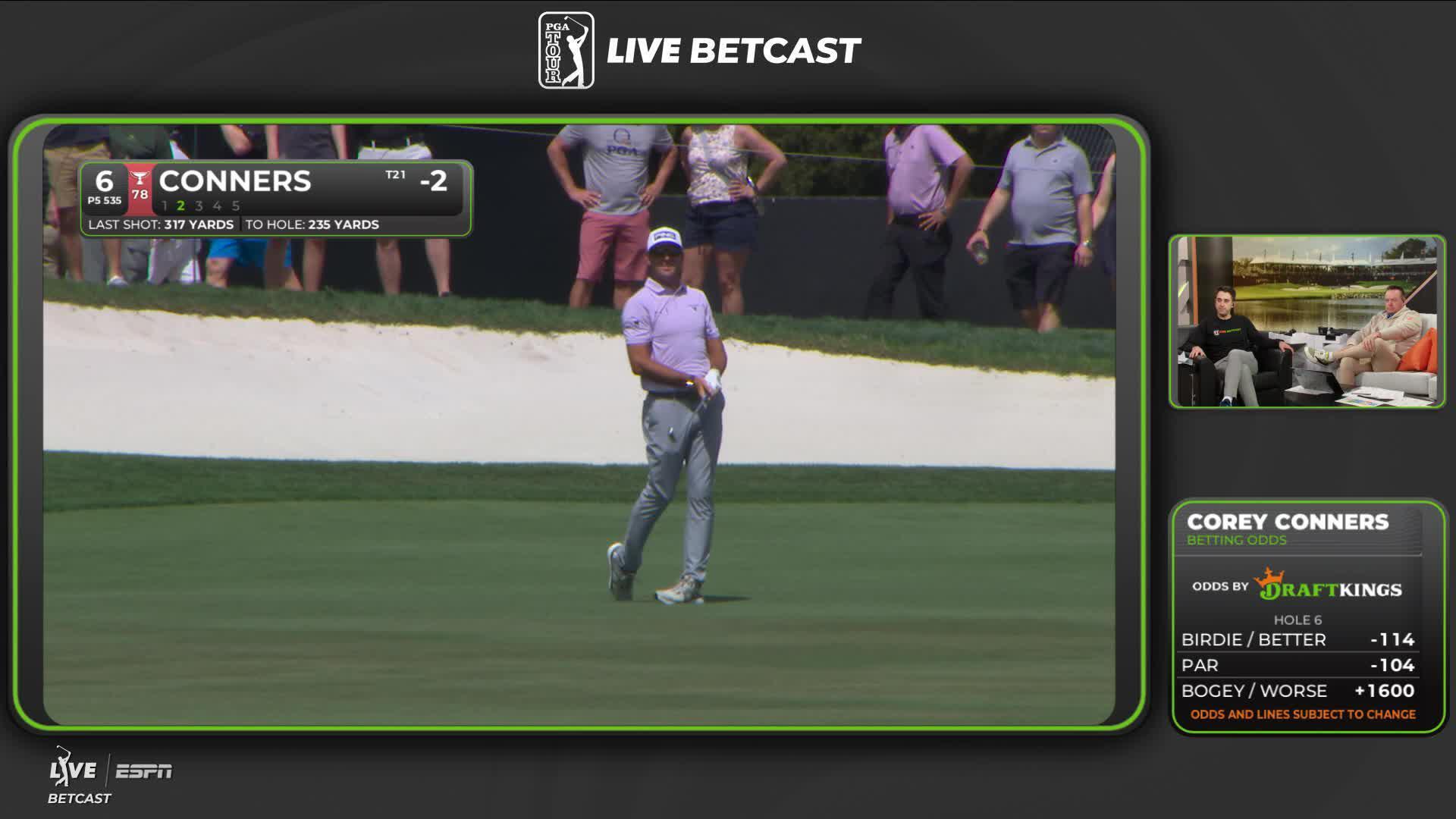 Corey Conners makes 10-foot birdie putt on No. 6 at Arnold Palmer