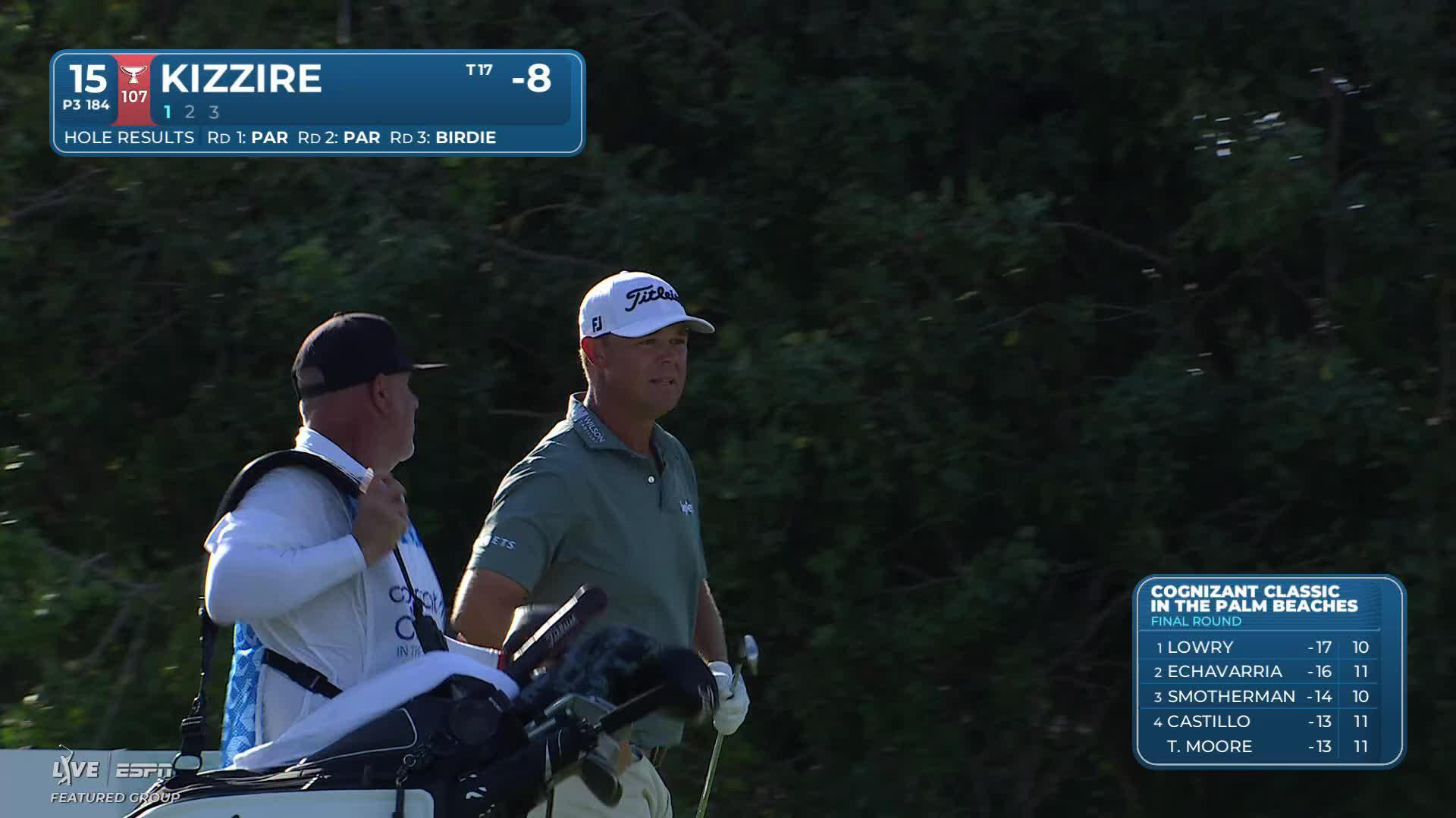 Patton Kizzire hits 185-yard tee shot to 12 feet, sets up birdie on No. 15 at Cognizant Classic