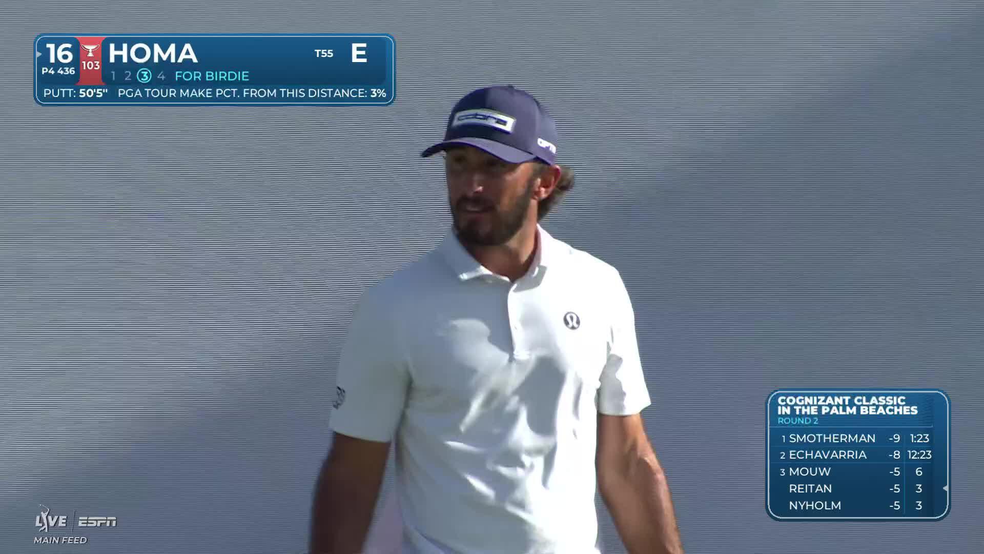 Max Homa sinks 51-foot birdie putt on No. 16 at Cognizant Classic