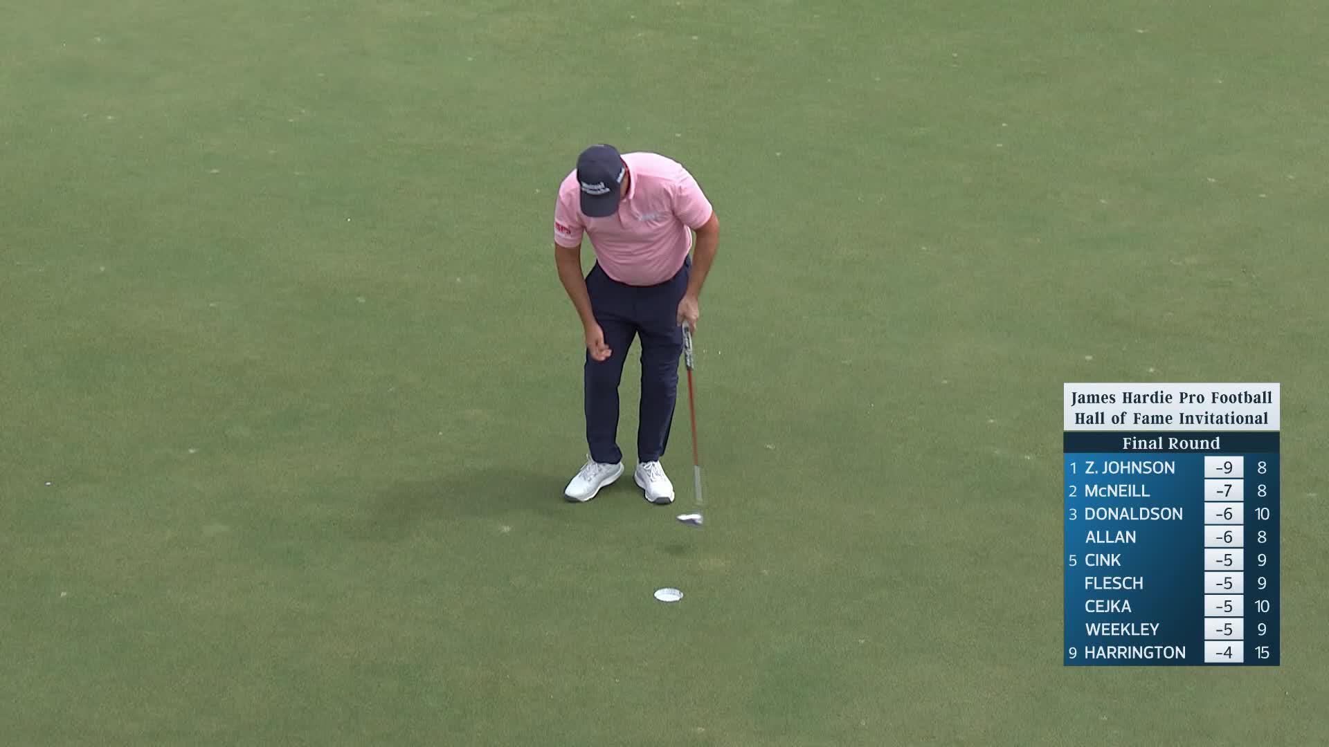 Padraig Harrington makes birdie on No. 16 at James Hardie Pro Football Hall of Fame Invitational