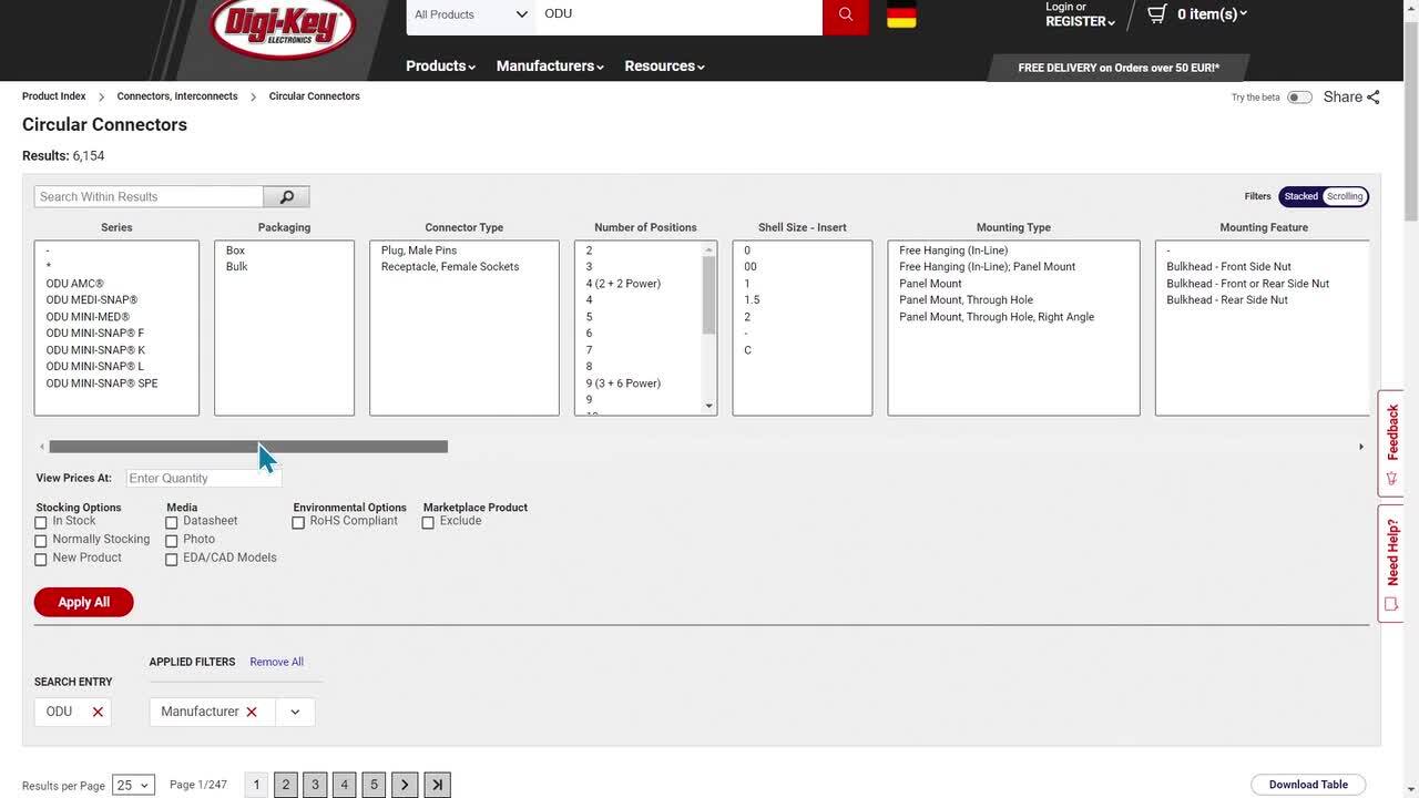 ODU Products on DigiKey