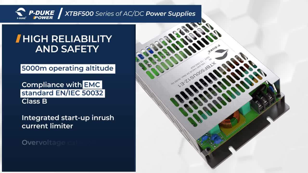 P-DUKE XTBF500 Series 500W AC/DC Power Supplies | Digital Datasheet