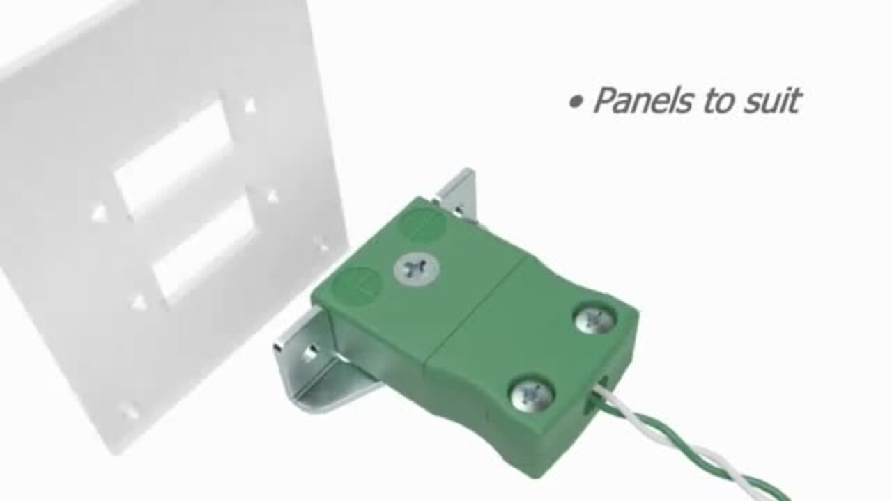 3D Animation of Miniature IEC Thermocouple Connector Panel Mount S/Steel Bracket