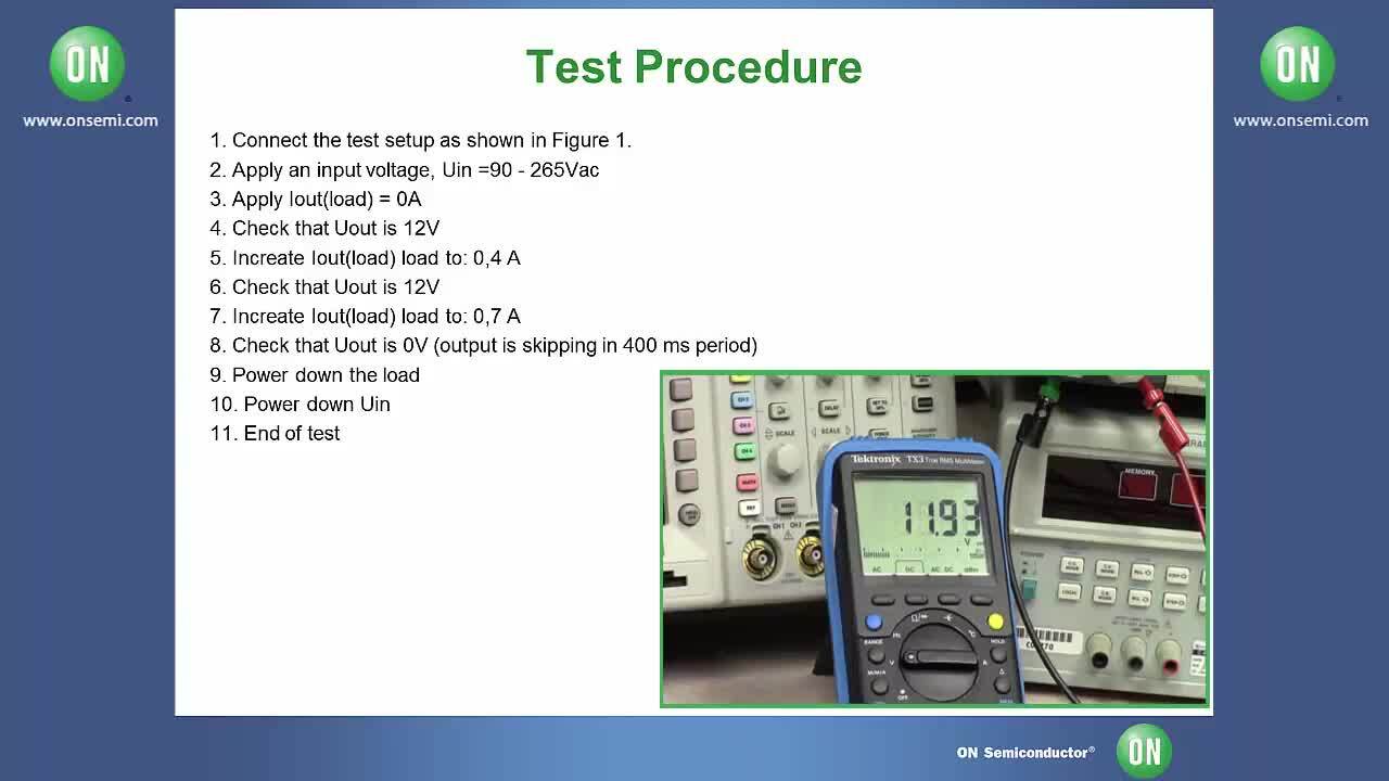 High-Voltage Switcher for low Power offline SMPS Evaluation Board - NCP1060FLBKGEVB Test Procedure