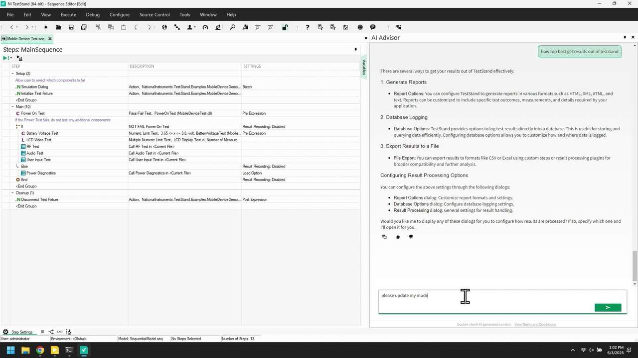 Why use NI Nigel™ AI Advisor in NI TestStand