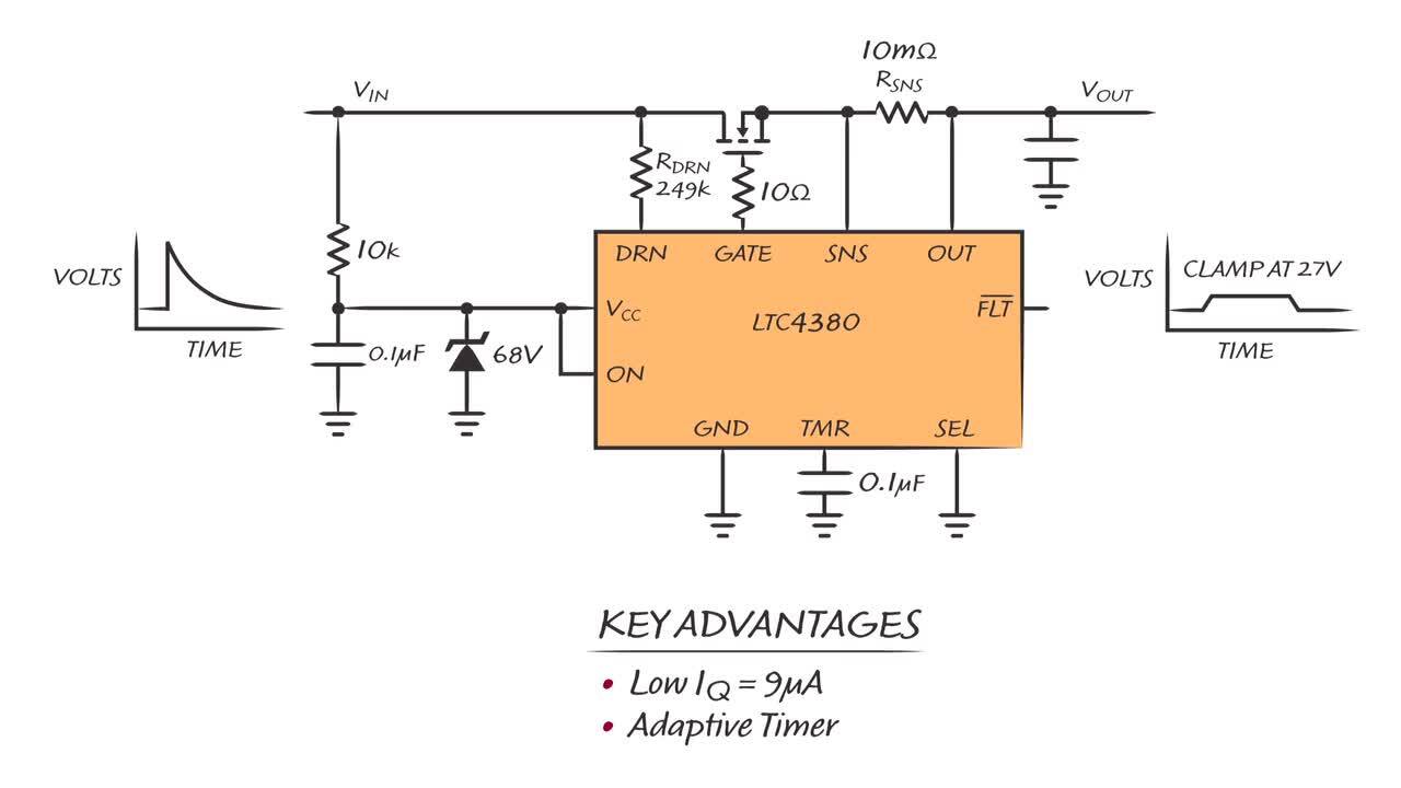 LTC4380 Low Iq Surge Stopper for High Reliability Current Sensitive Applications