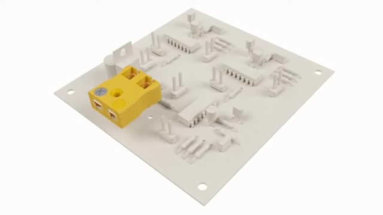 3D Animation of Miniature ANSI Thermocouple Connector PCB Mounting Socket