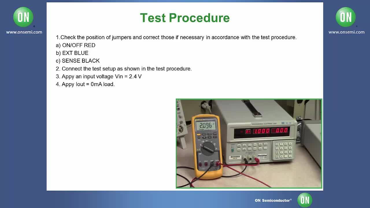 2.1V, 1% Precision Low Dropout Voltage Regulator Evaluation Board - NCP706MX21TAGEVB Test Procedure