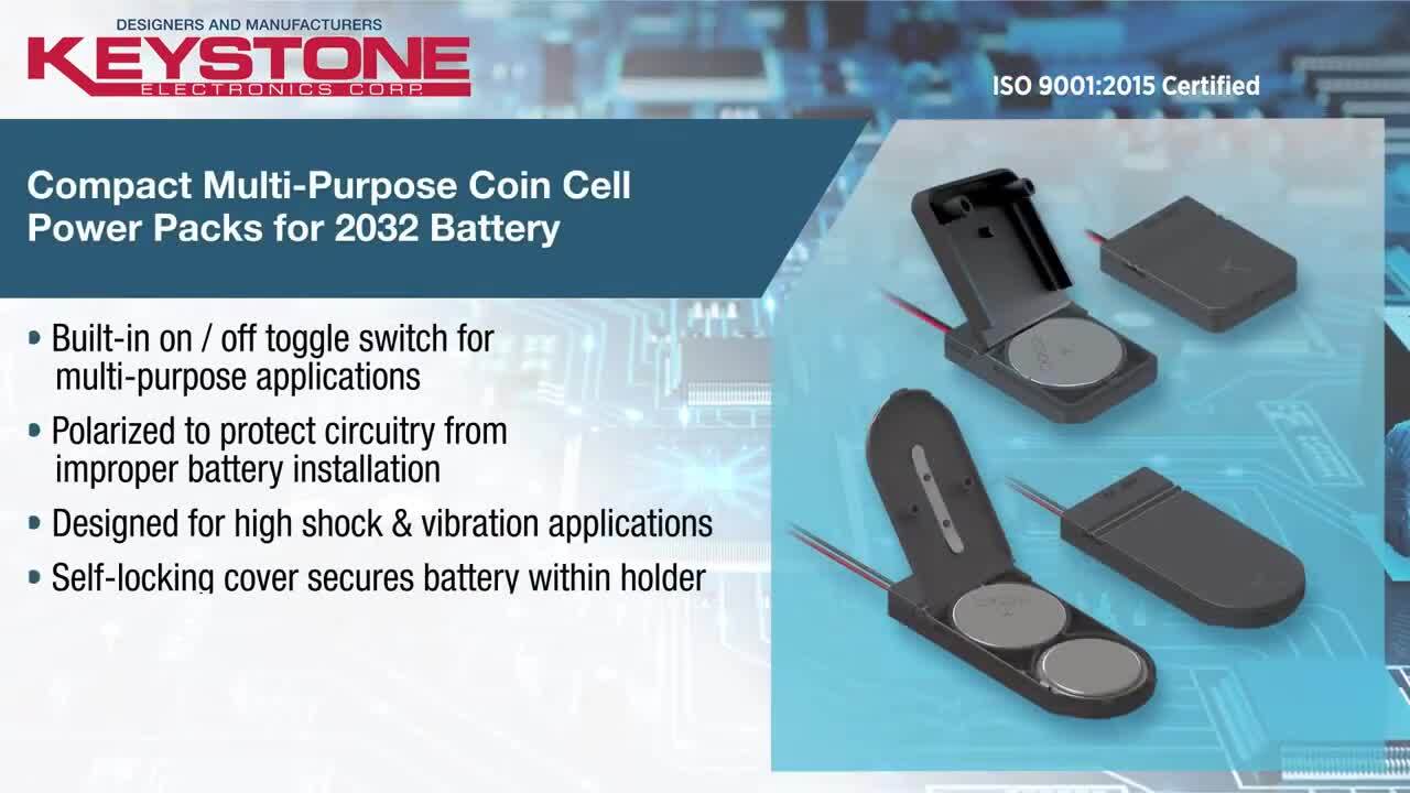 Keystone Electronics Coin Cell Battery Holders, Retainers and Contacts Video