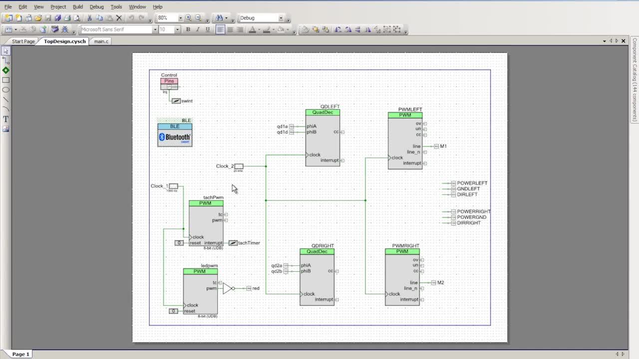 How to Create a PSoC Android BLE App: Lesson 9 BLE Robot Schematic