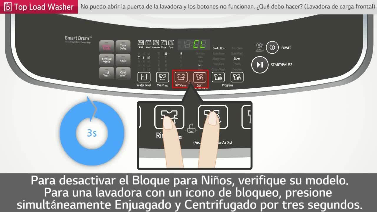 Video Tutoriales: Video Tutoriales: puedo abrir la puerta de la lavadora y los botones no funcionan. ¿Qué debo hacer? (Lavadora de carga frontal) | LG Mexico