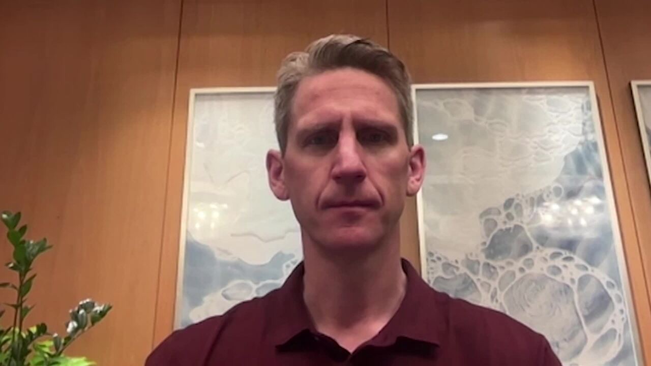 Edmonton Oilers coach Kris Knoblauch talking to reporters