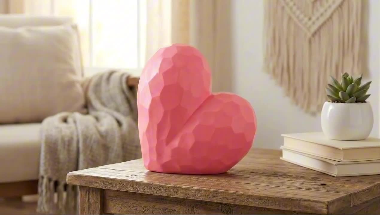 Liv & Skye Pink 8 in. x 8 in. Ceramic Heart Sculpture 20883 - The