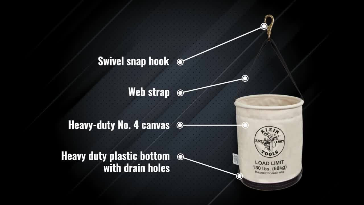 Klein Tools Canvas Bucket, All-Purpose with Swivel Snap and Drain