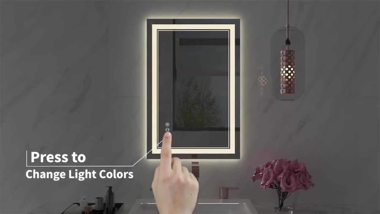 KRISTALLUM LED Bathroom Mirror with Lights - 48x36, Backlit & Frontlit LED  Vanity Mirror, Wireless Switch, Anti Fog/Waterproof/Dimmable/3 Color
