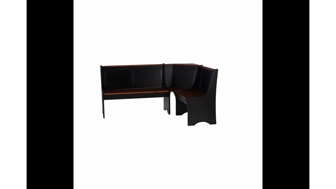 Linon Home Decor Becker 3-Piece L-Shaped Rectangle Black and