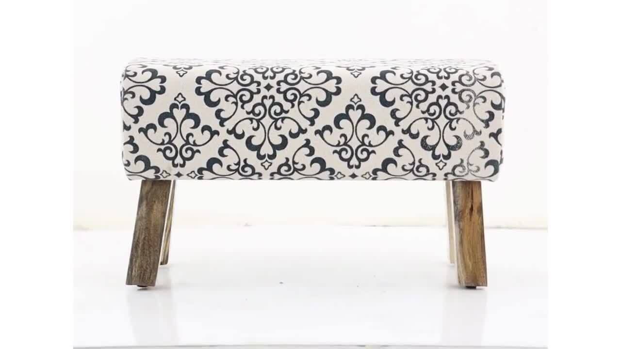 Laurel Embroidered Footstool