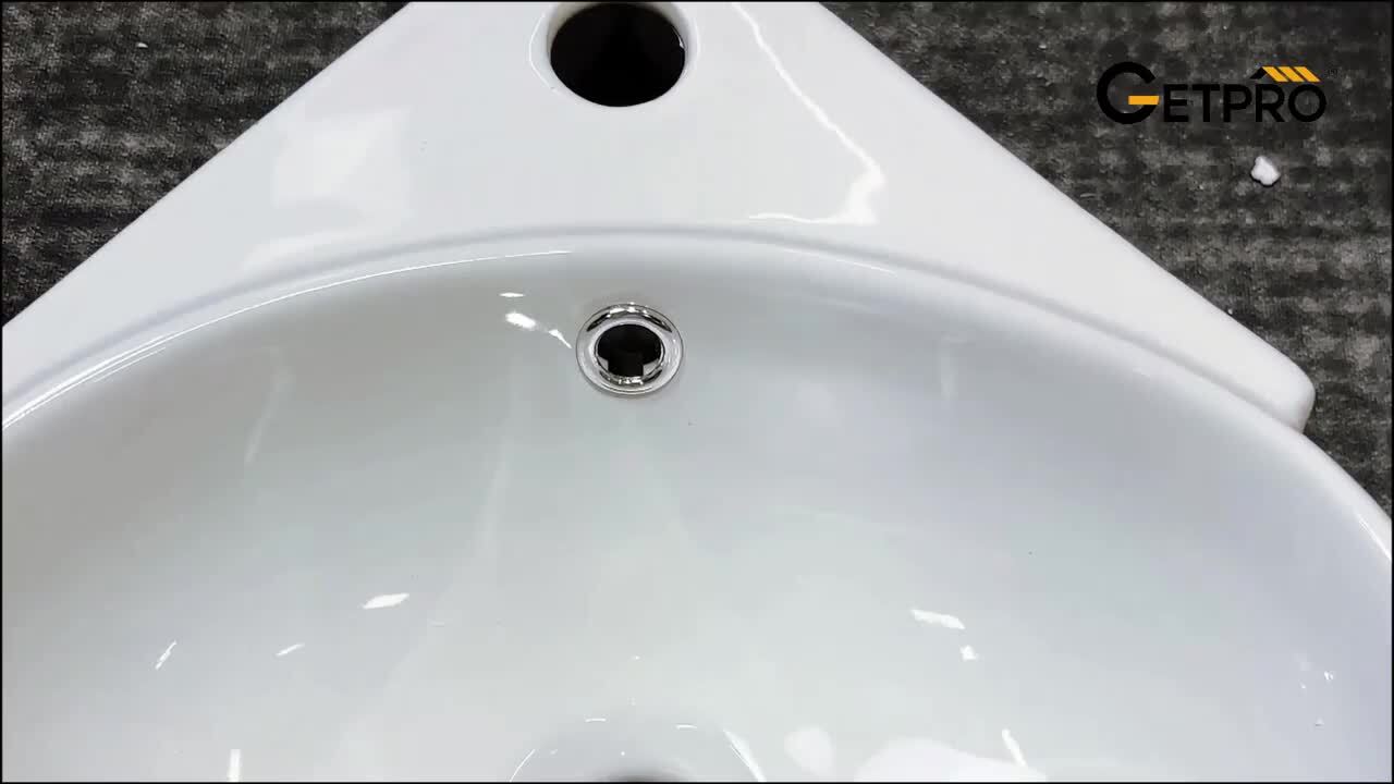 Getpro 14.13 in Corner Wall-Mounted Oval Bathroom Sink in White