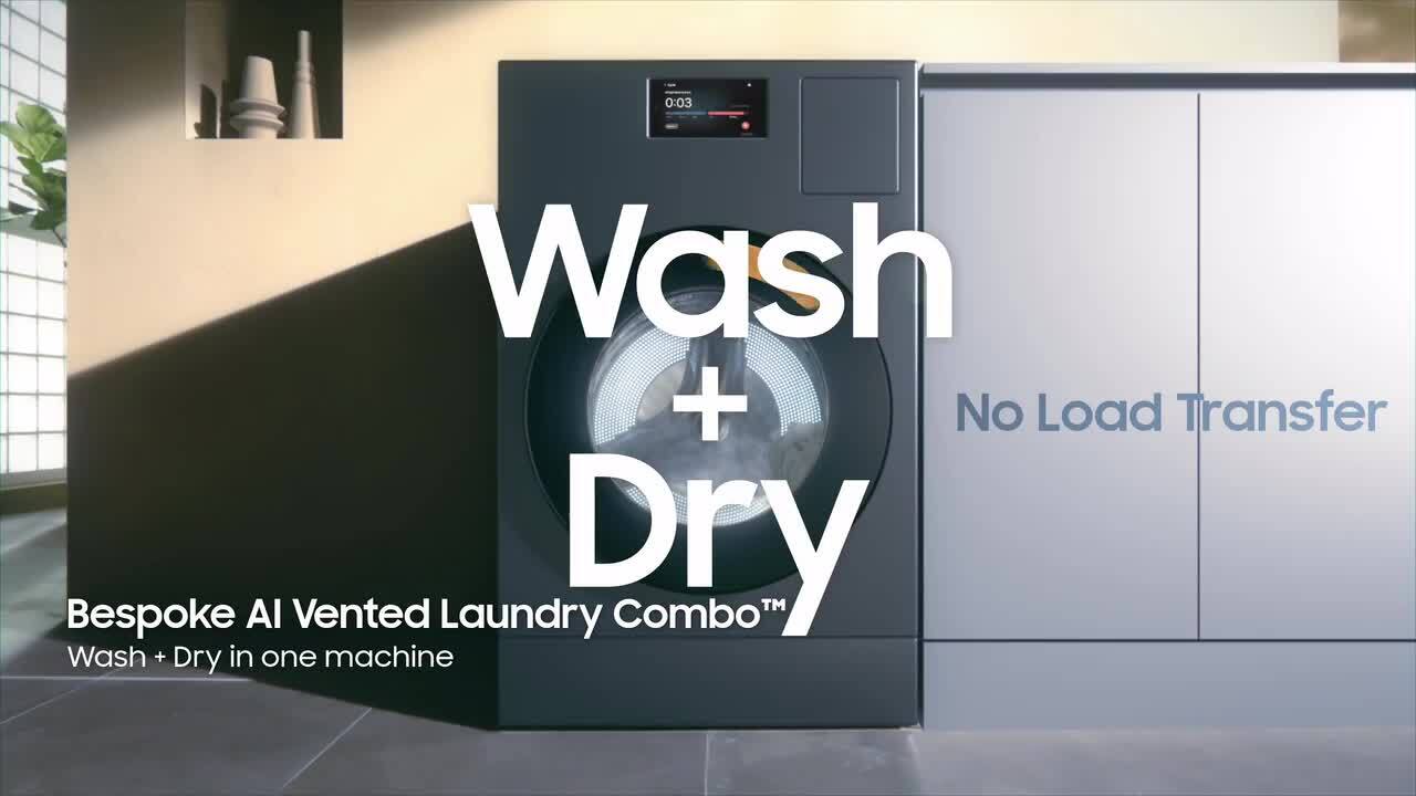 Samsung 5.3 cu. ft. Bespoke Ultra Capacity Vented All-in-One Washer Dryer Combo with Electric Dryer, and AI Home in Dark Steel WD90F53AVS