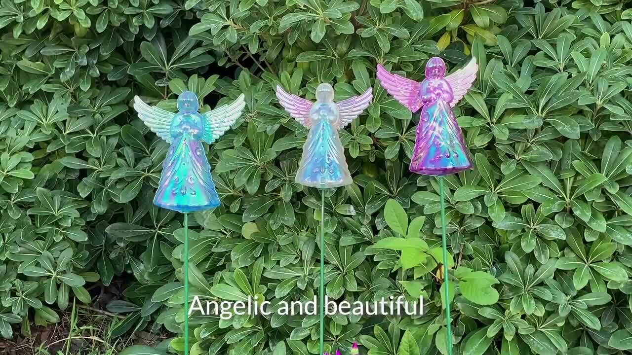 Exhart 2.48 ft. Clear Plastic Angel WindyWing Garden Stakes (2