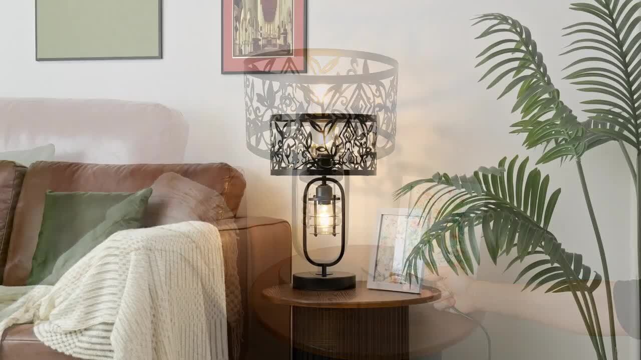 Genoci 11.81 in. 2 Light Black Modern Standard Table Lamp with