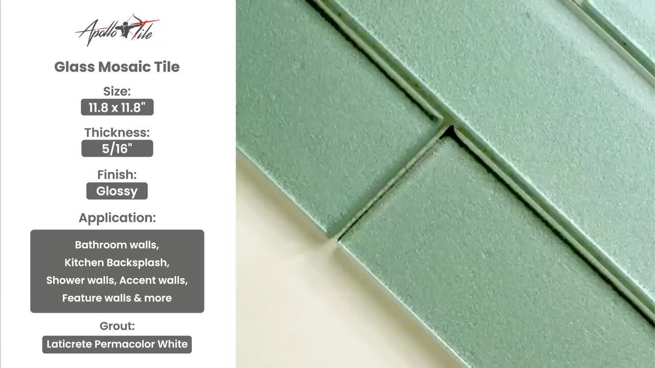 Apollo Tile (Sample) Cosmos Blue 4-in x 4-in Glossy Glass Brick Mosaic Wall Tile
