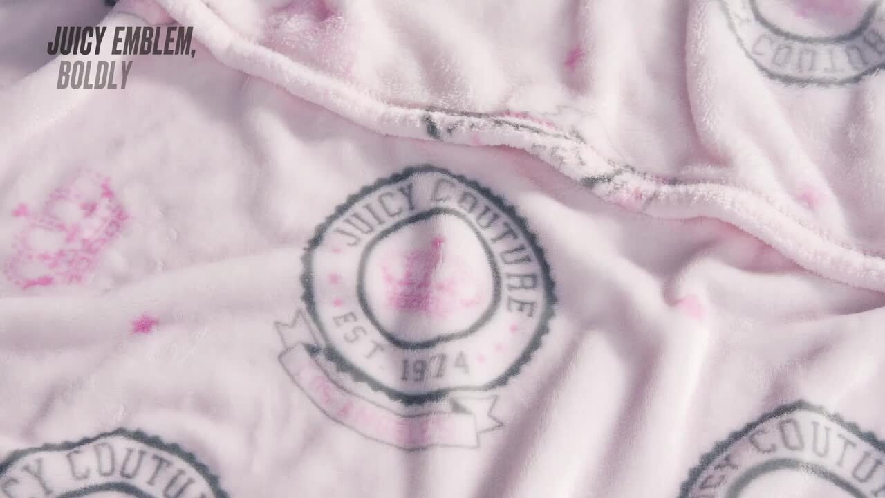 JUICY COUTURE Juicy Emblem Marshmallow Pink 50 in. x 70 in. Plush