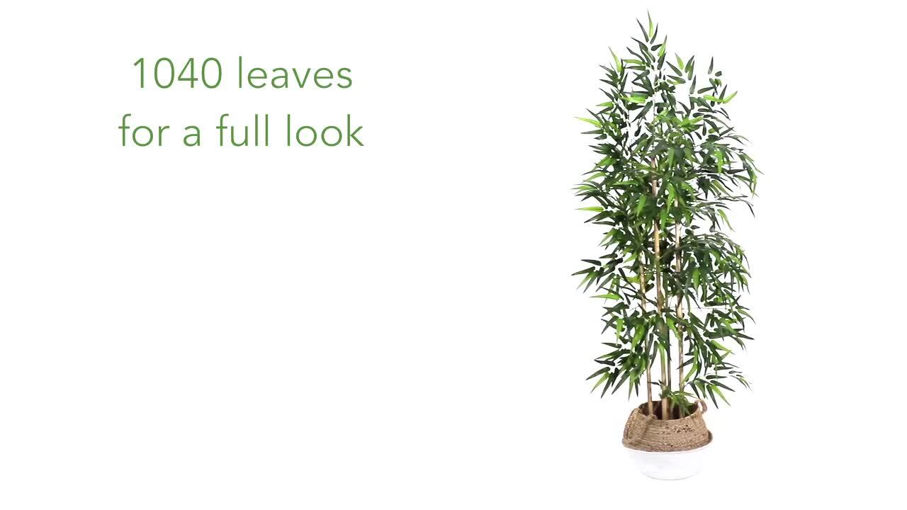 64 Artificial Bamboo Artificial Trees in Wood Cotton Planter , by Nearly  Natural 