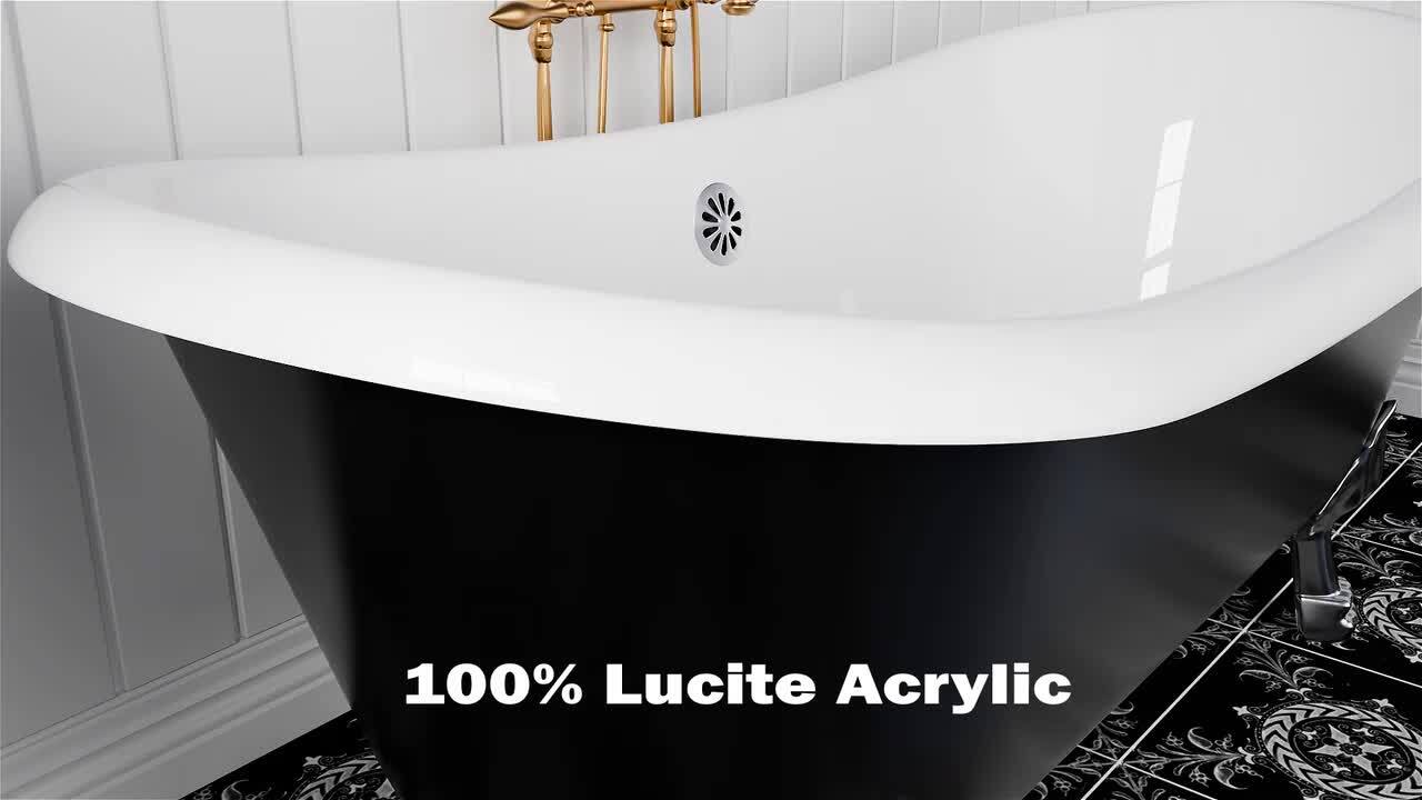 69 in. Acrylic Double Slipper Clawfoot Non-Whirlpool Bathtub in Glossy Black 69 in. Acrylic Double Slipper Clawfoot Non-Whirlpool Bathtub in Glossy Black
