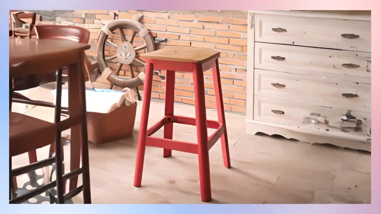 Acme Furniture Jacotte 30 in. Natural/Red Backless Metal Bar Stool