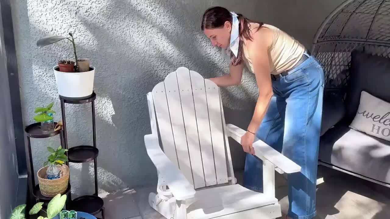 Sonkuki Black Plastic Folding Ergonomic Adirondack Chair, 3