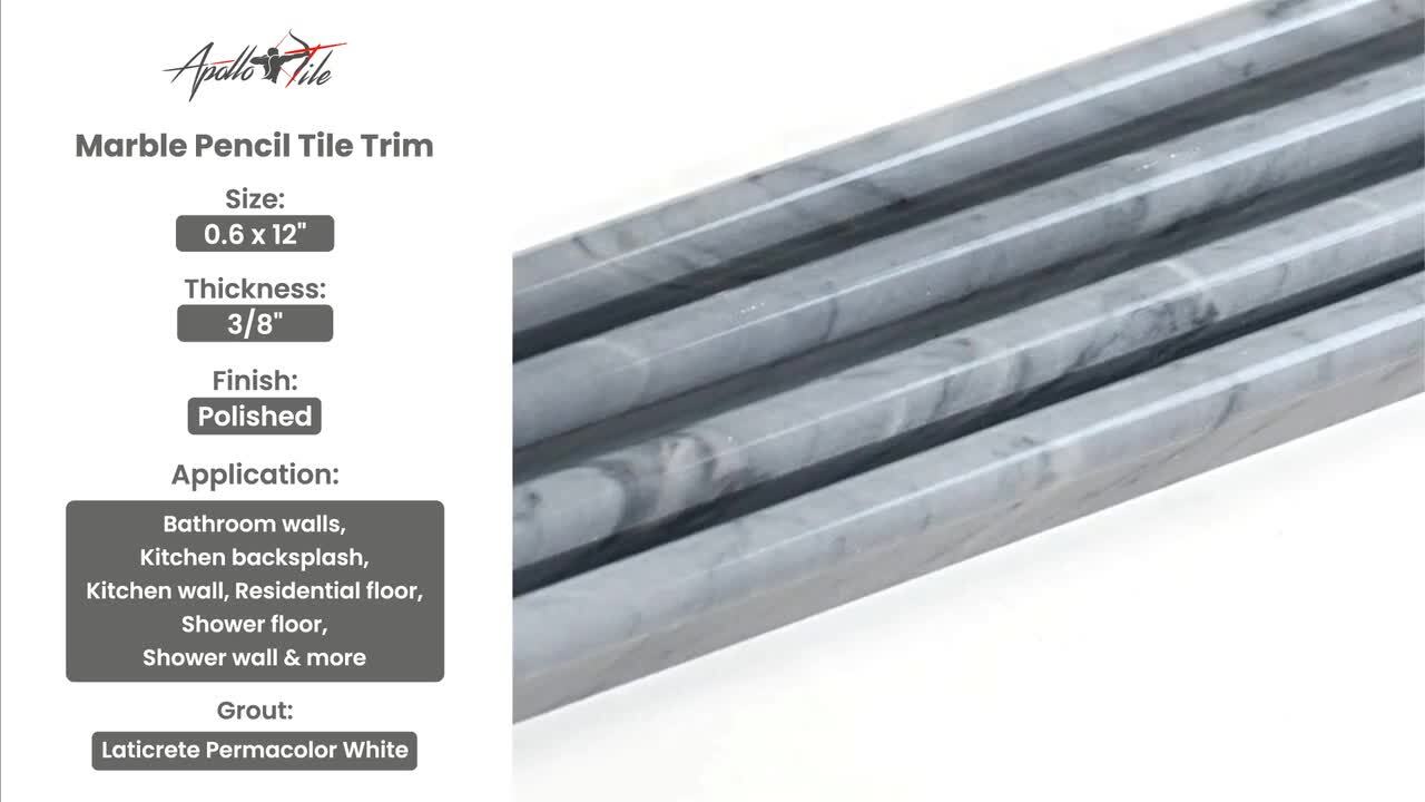 Apollo Tile 10-Pack Gray 1-in x 12-in Marble Baseboard Tile (0.5-sq. ft/ Carton)
