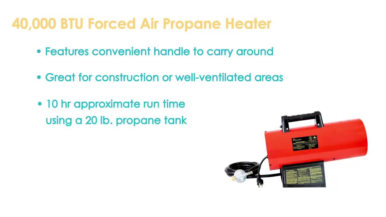 Dewalt Forced Air Propane Heater, 40,000 BTU, LP, 40000 BtuH DXH40FA