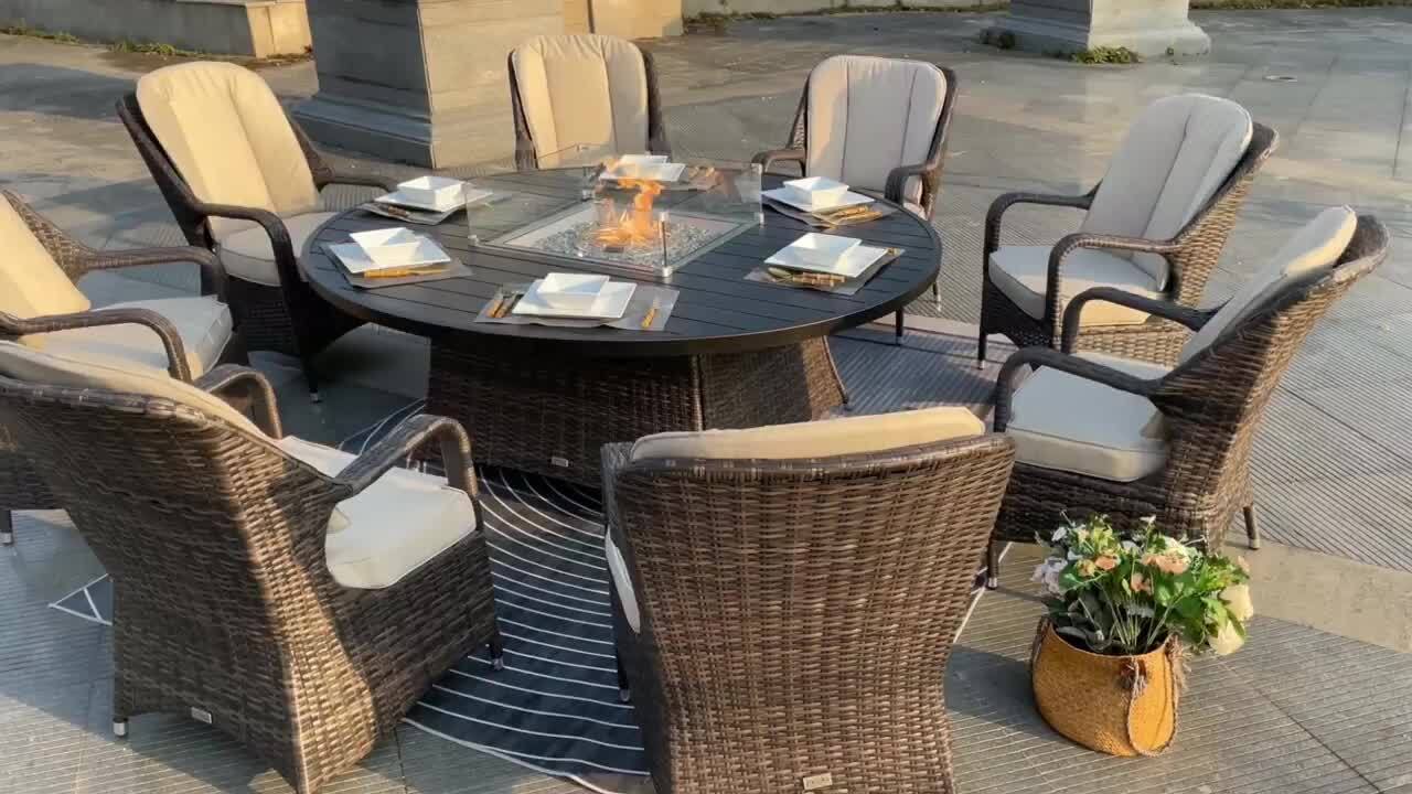 DIRECT WICKER ELLE Brown 9-Piece Wicker Patio Conversation