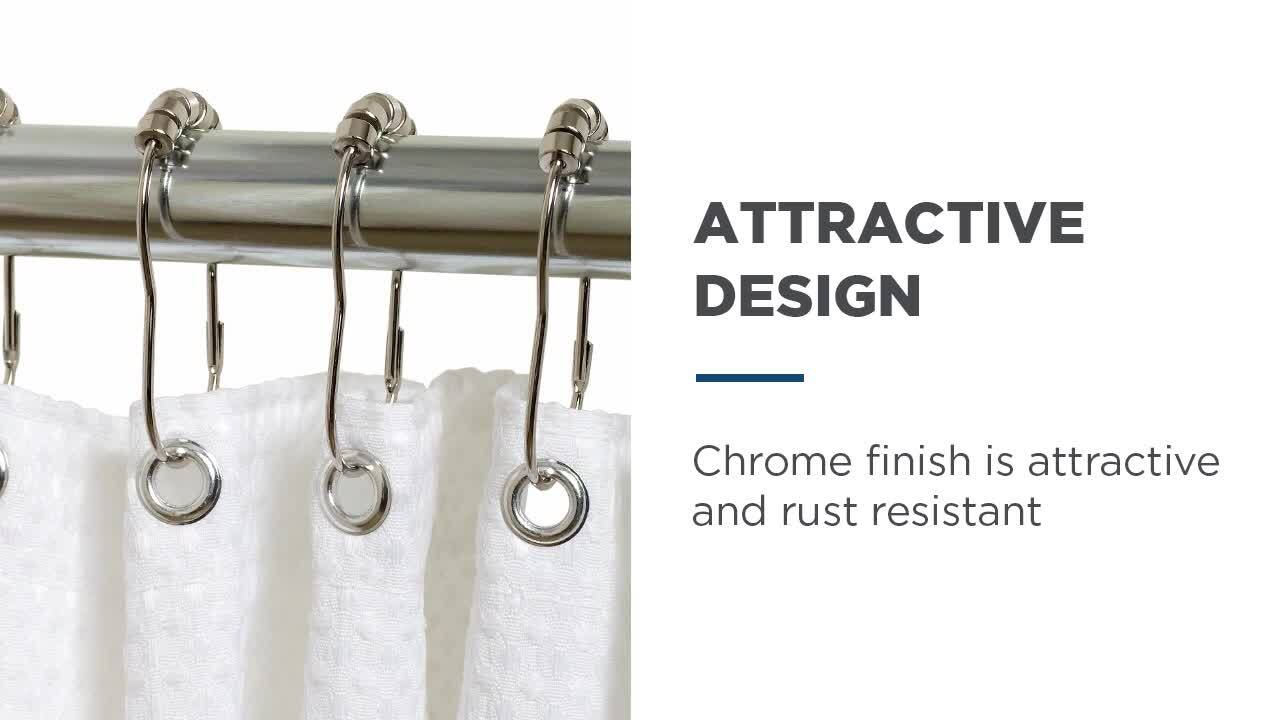 Glacier Bay Metal Shower Curtain Rings/Hooks in Chrome 93SSHD