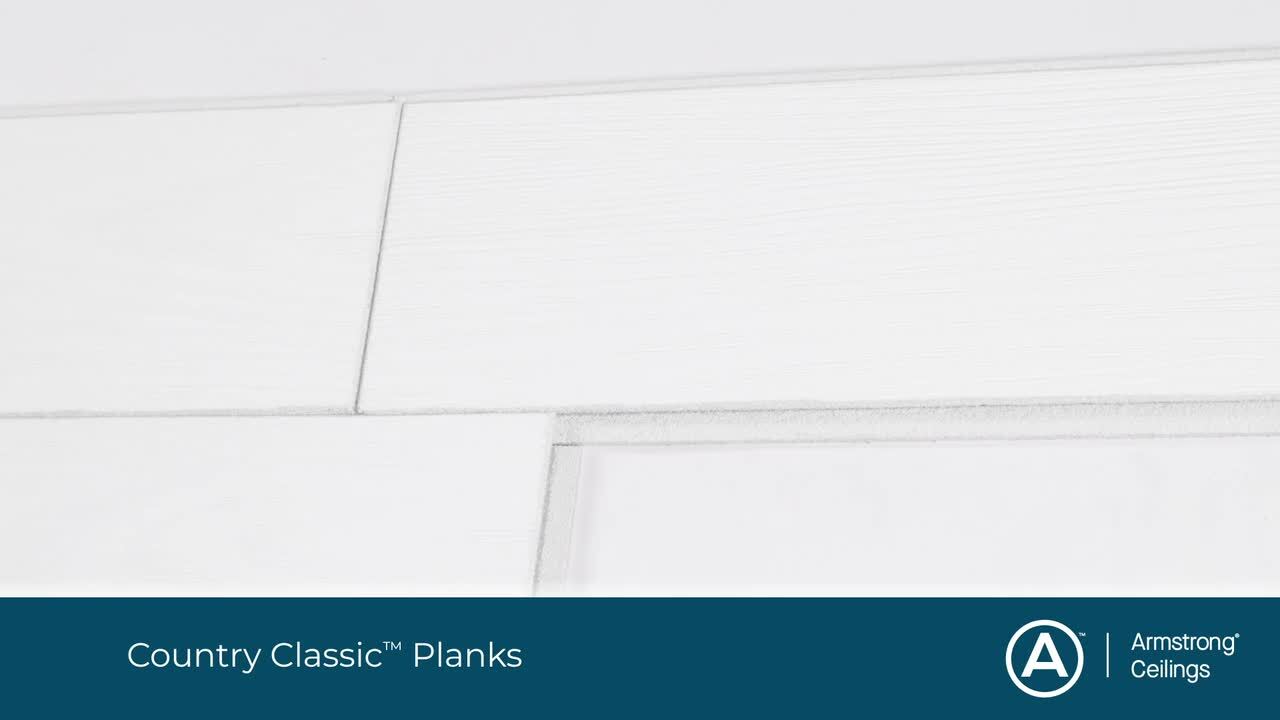 Armstrong Ceilings 48-in x 6-in Country Classic Plank 20-Pack White Faux Wood Surface-Mount Acoustic Plank Ceiling Tiles Armstrong Ceilings 48-in x 6-in Country Classic Plank 20-Pack White Faux Wood Surface-Mount Acoustic Plank Ceiling Tiles
