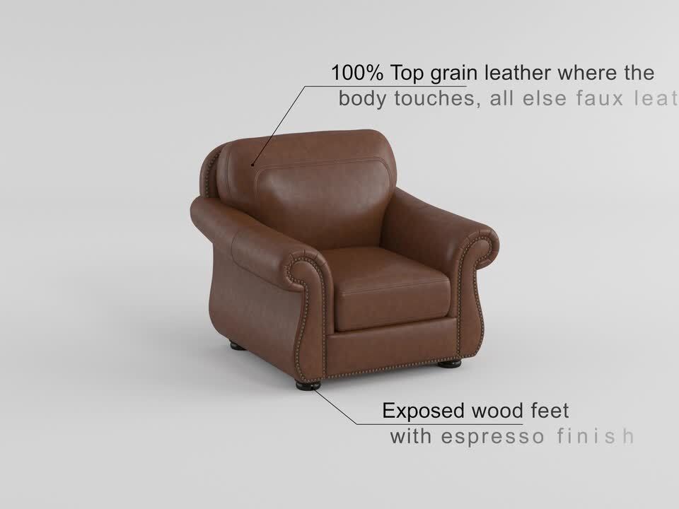 Lazzara Beven Camel Brown Leather Arm Chair 9270BR-1 - The Home Depot