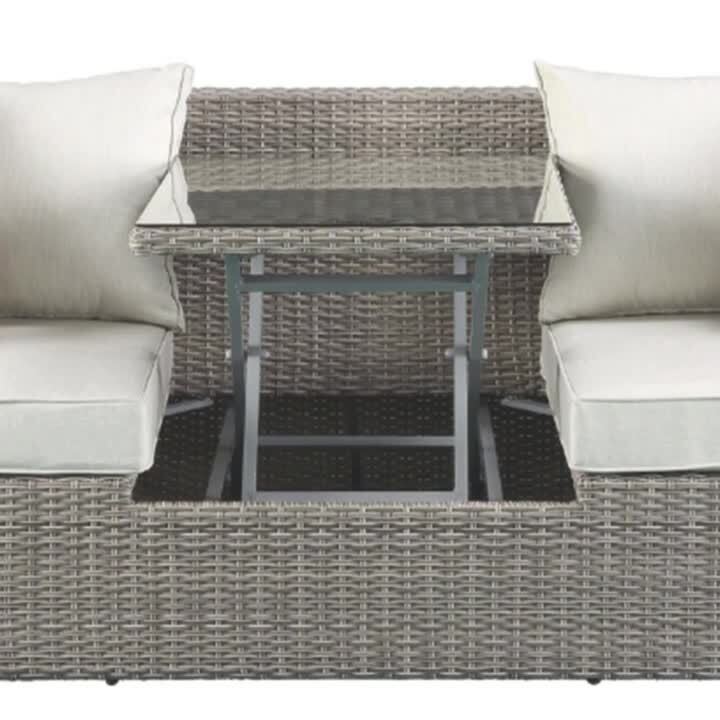 Acme Furniture Salena Gray 3-Piece Wicker Outdoor Patio Sectional