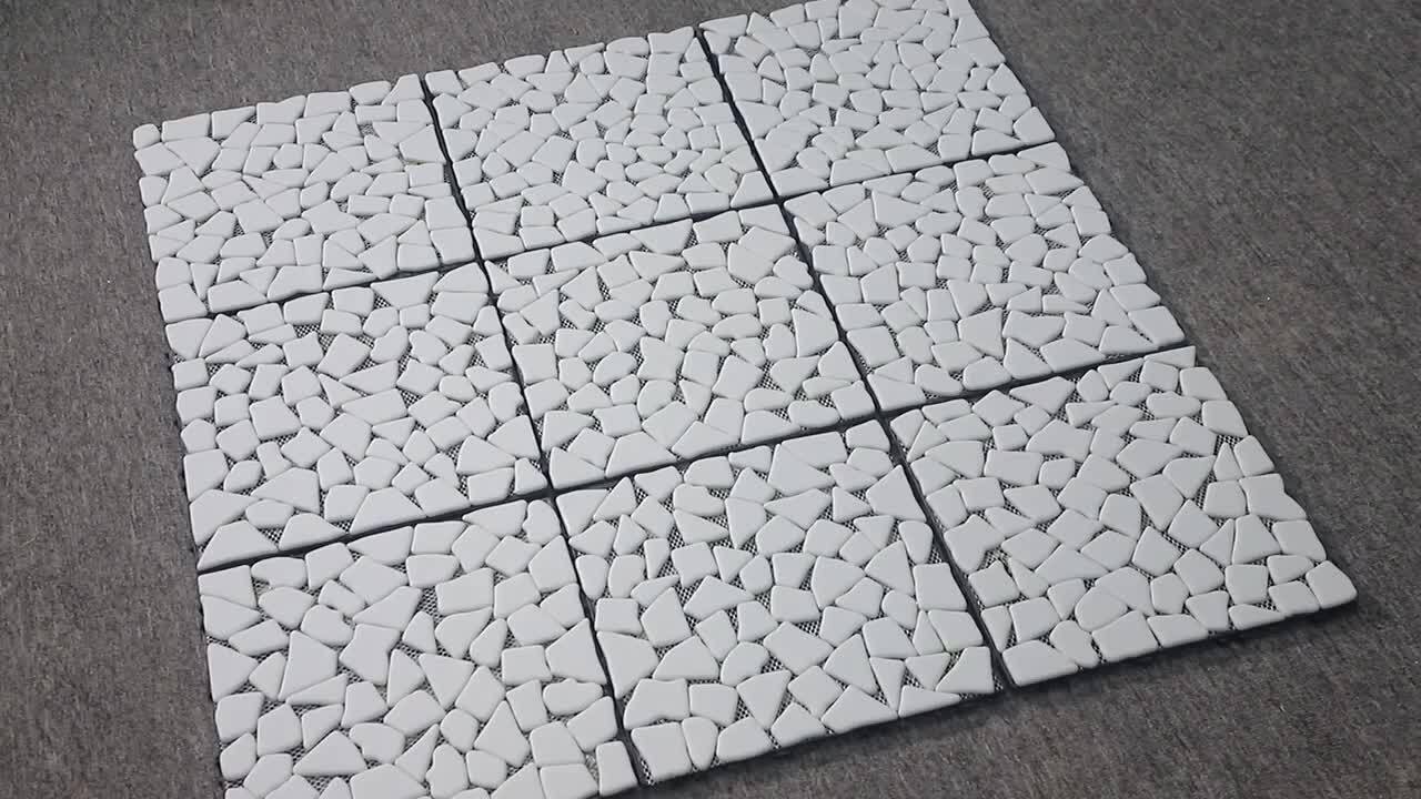 White Deck Pebble 12 in. x 12 in. Outdoor Patio Flooring Recycled Glass Interlocking Mosaic Floor Tile (4 sq. ft./Case)