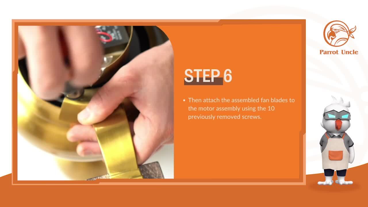 Parrot Uncle Shena 52 in. Indoor Downrod 5-Blade Gold Ceiling Fan