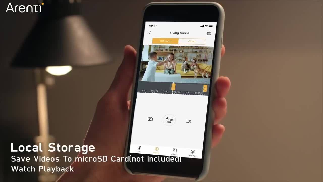 ARENTI 4MP Wi-Fi Plug-In Indoor Security Camera with Phone App, 2. 4GHz, Motion Sound Detection and Night Vision