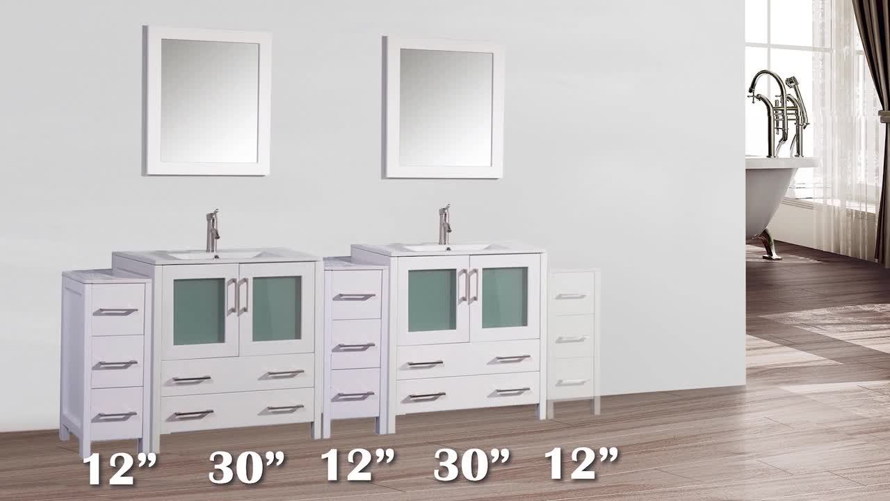 Ravenna 30 in. W x 18.5 in. D x 36 in. H Bathroom Vanity in White with Single Basin Top in White Ceramic and Mirror Ravenna 30 in. W x 18.5 in. D x 36 in. H Bathroom Vanity in White with Single Basin Top in White Ceramic and Mirror