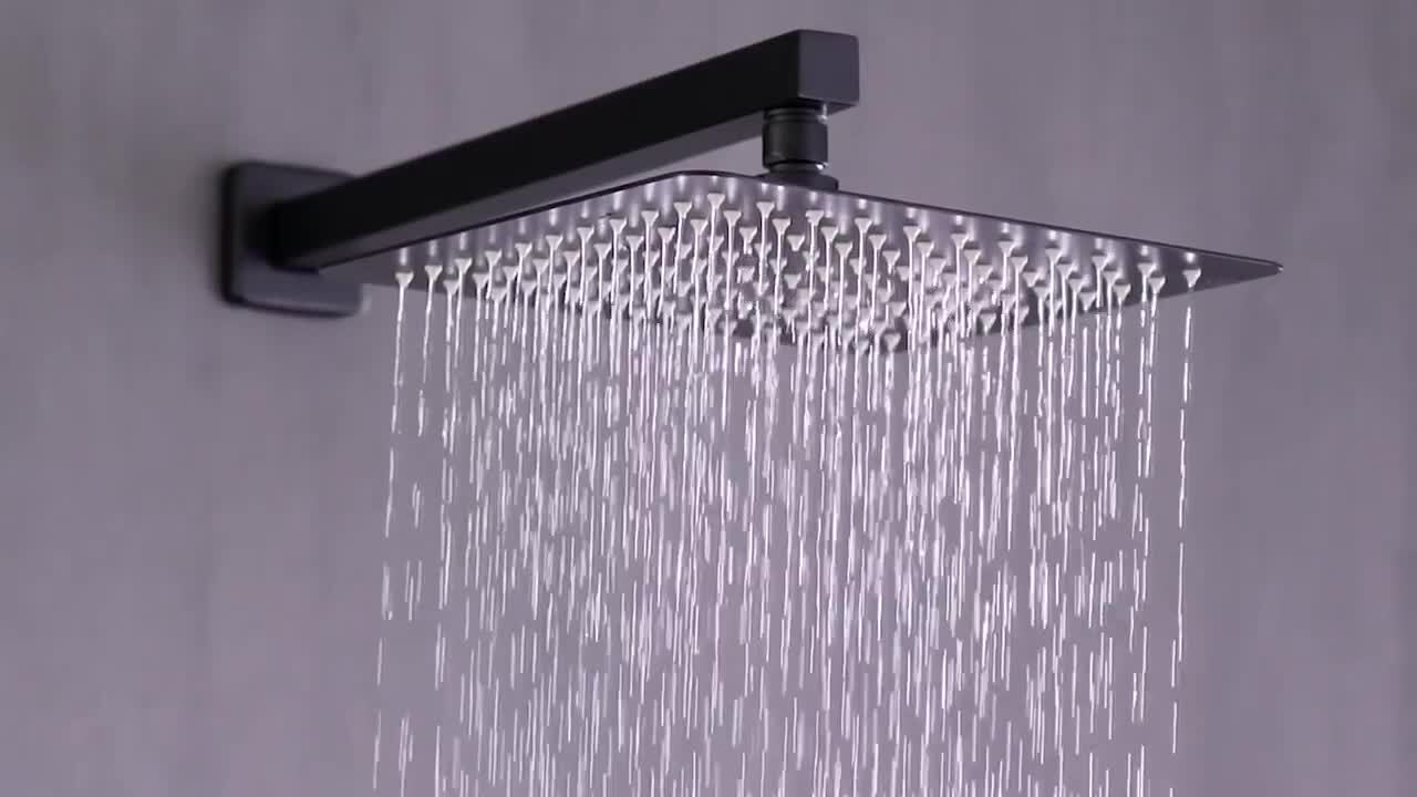 16 Inch LED Rainfall Square Shower Head 1/2 Connector High Pressure Mixer Taps 