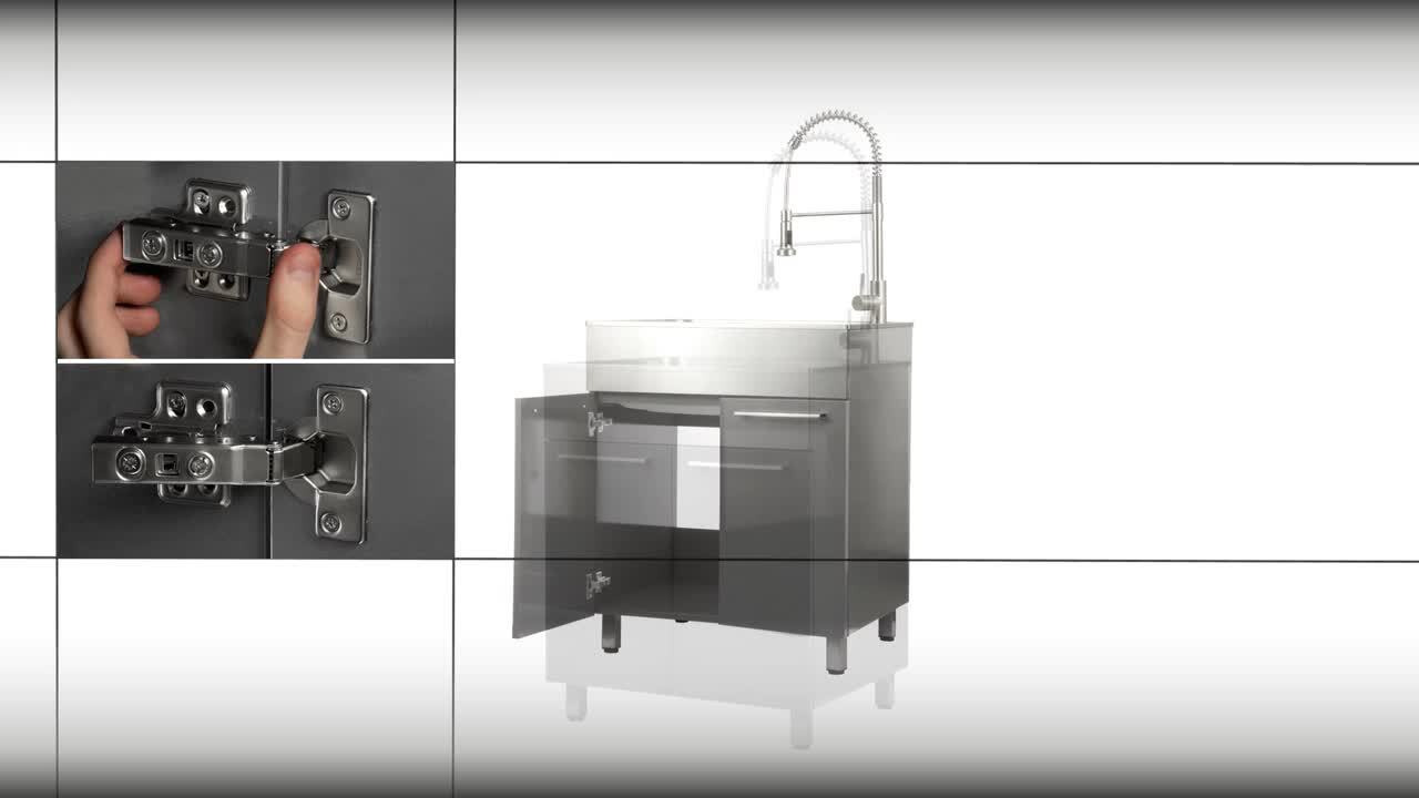 Presenza All-in-One 22 in. x 18 in. x 33.8 in. Stainless Steel Drop-In Sink and Cabinet with Faucet in Gray